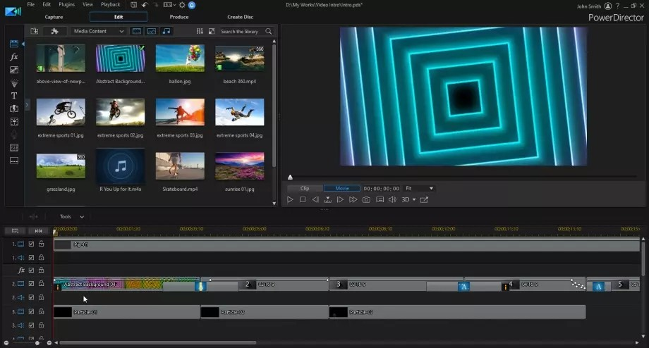 Cyberlink Powerdirector video editing software editing panel/user interface